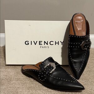 Givenchy Black Leather Studded Slip-Ons